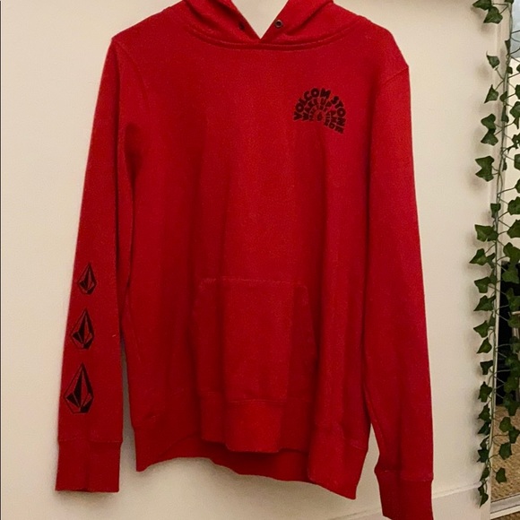 red volcom hoodie